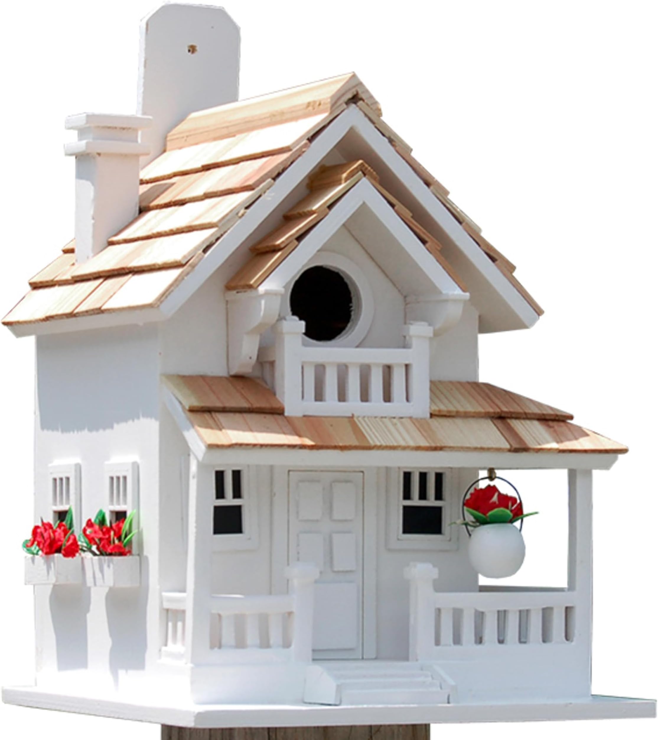 Hand-made Backyard Bird Cottage White Bird House - Bird Friendly - Home Decor