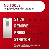 Vista 8 de Command Ganchos para barra de cortina de níquel satinado de 10 libras, 2 ganchos y 4 tiras, sin perforación, decoraciones navideñas, usar