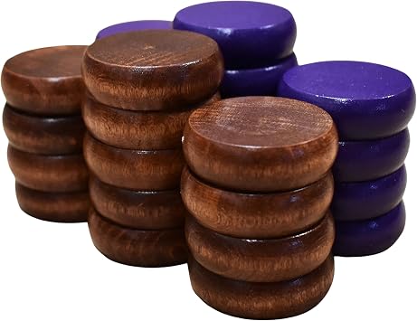 26 Purple and Walnut Stain Crokinole Discs - Full Set Large 1 1/4 Inch Diameter 3.2cm