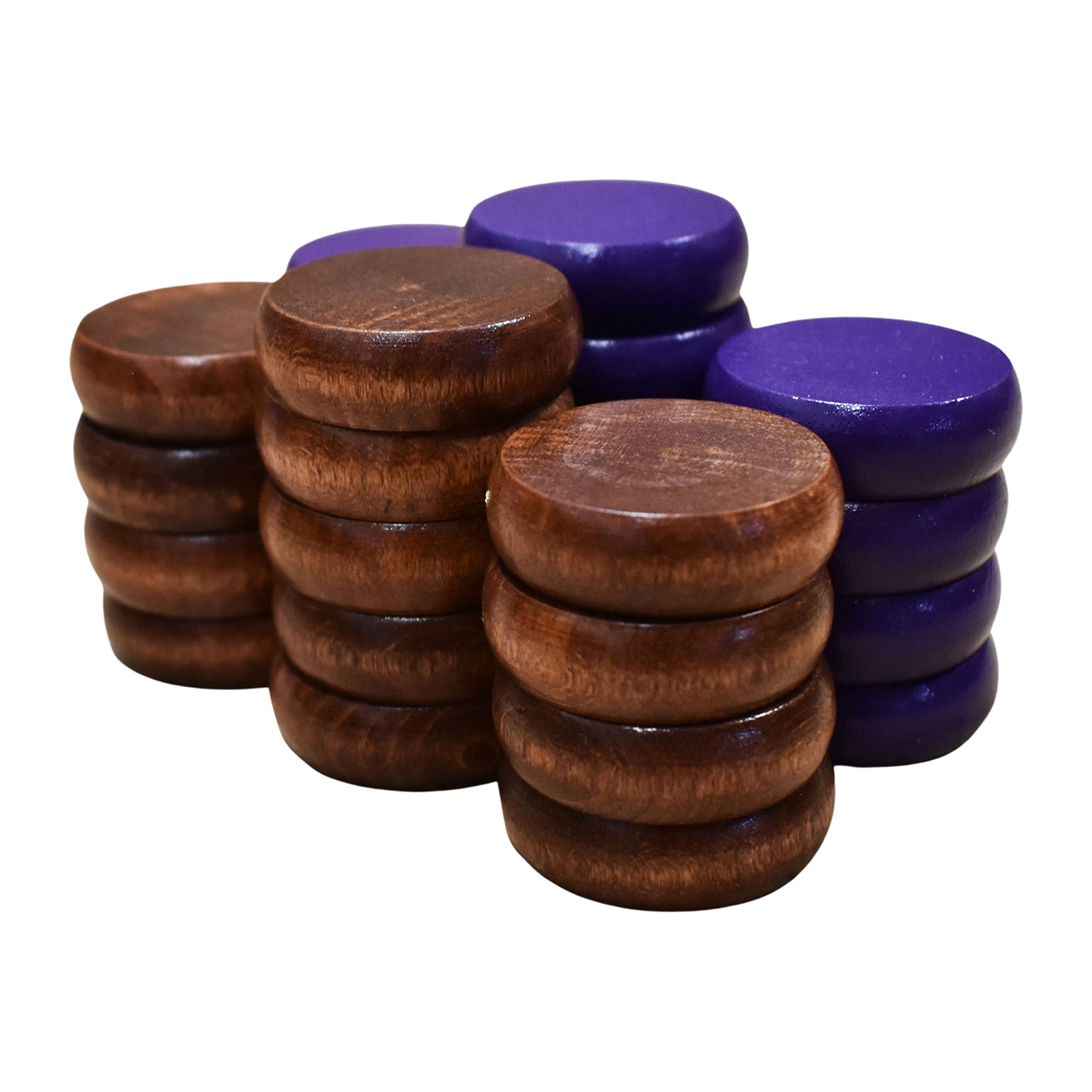 26 Purple and Walnut Stain Crokinole Discs - Full Set (Large – 1 1/4 Inch Diameter (3.2cm))