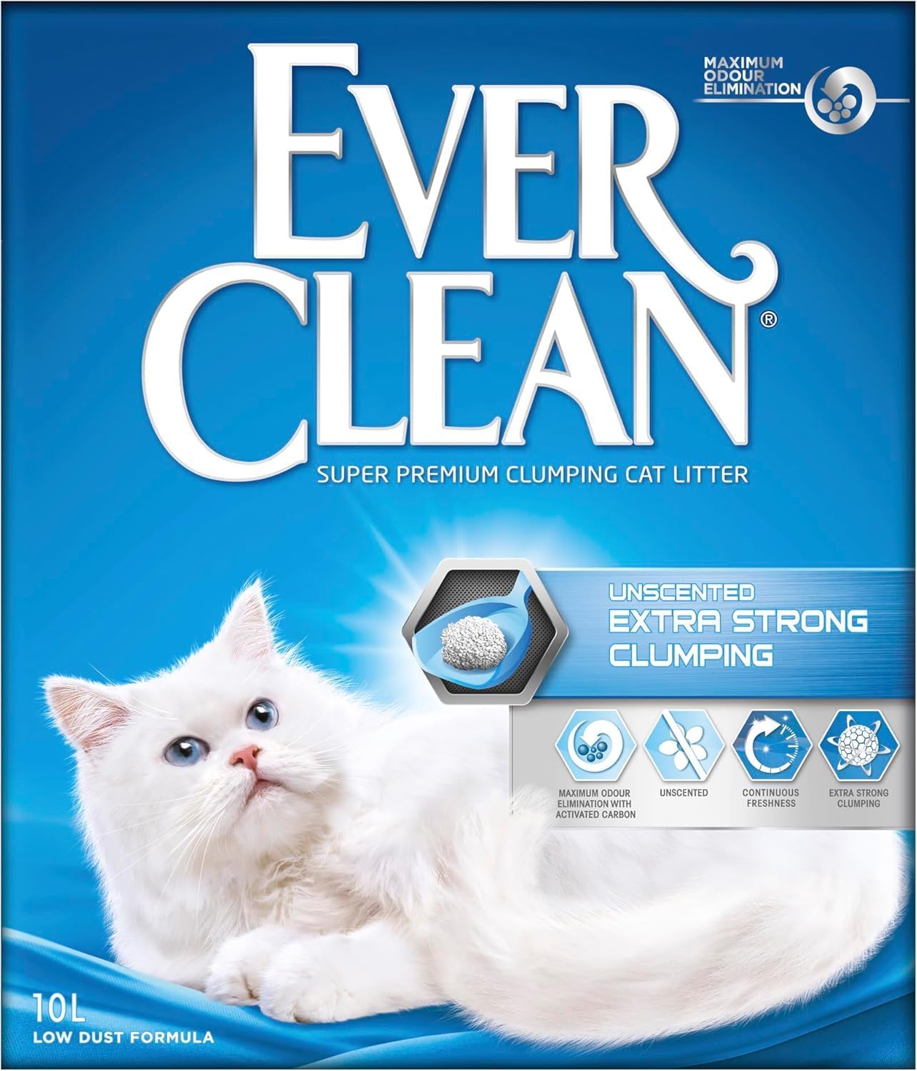 Ever Clean Clumping Cat Litter, Extra Strong Clumping Cat Litter, Unscented, Unbeatable clumping Strength, 10L