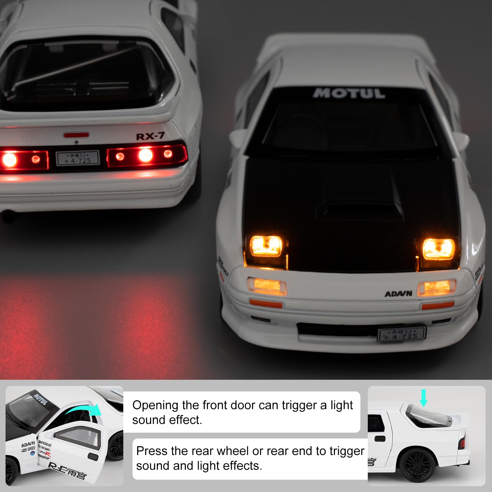 imtfzct 1/32 Mazda RX7 Model Car, Alloy Die-casting Toy Cars, Collectible Toy Model Cars - Image 3