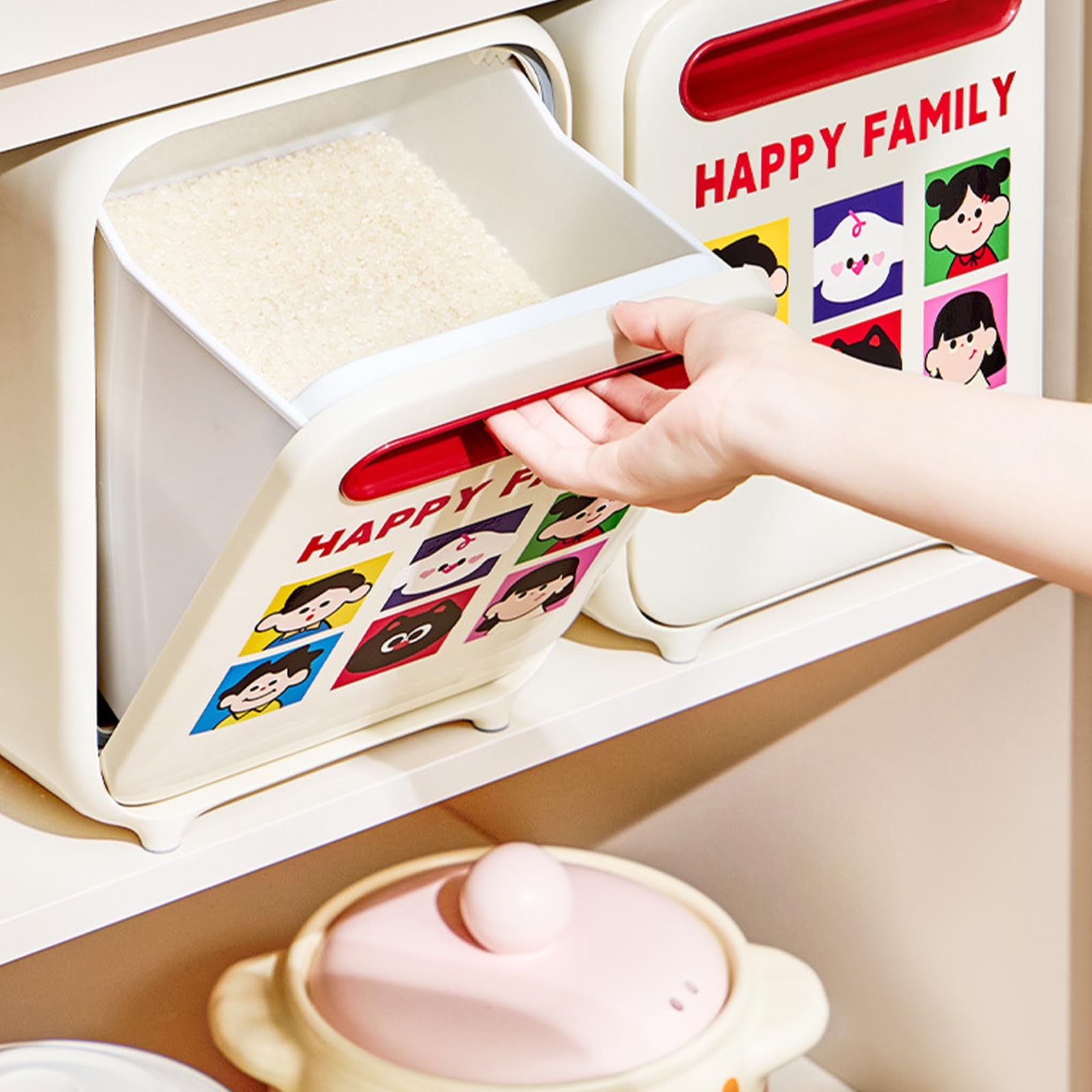 Contenitore per Riso con Maniglia ergonomica per Un Facile Accesso e Soluzione per Riso a Prova fuoriuscite per la conservazione degli Alimenti secchi