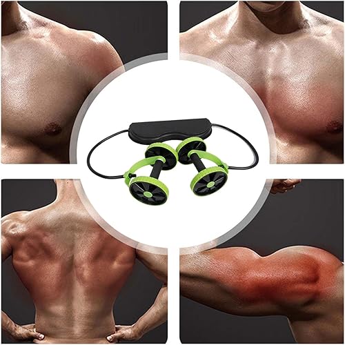 Miniatura 6 de Rueda de rodillo abdominal, Rueda ejercitadora abdominal de 2.4 lbs, Rueda de rodillo de rebote automático, Rodillo doble de soporte de codo, Equipo