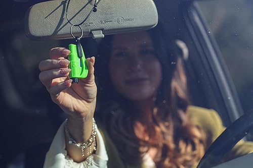 Miniatura 8 de resqme Herramienta de escape de coche con llavero de emergencia original, cortador de cinturón de seguridad 2 en 1 y rompevanas, fabricado en