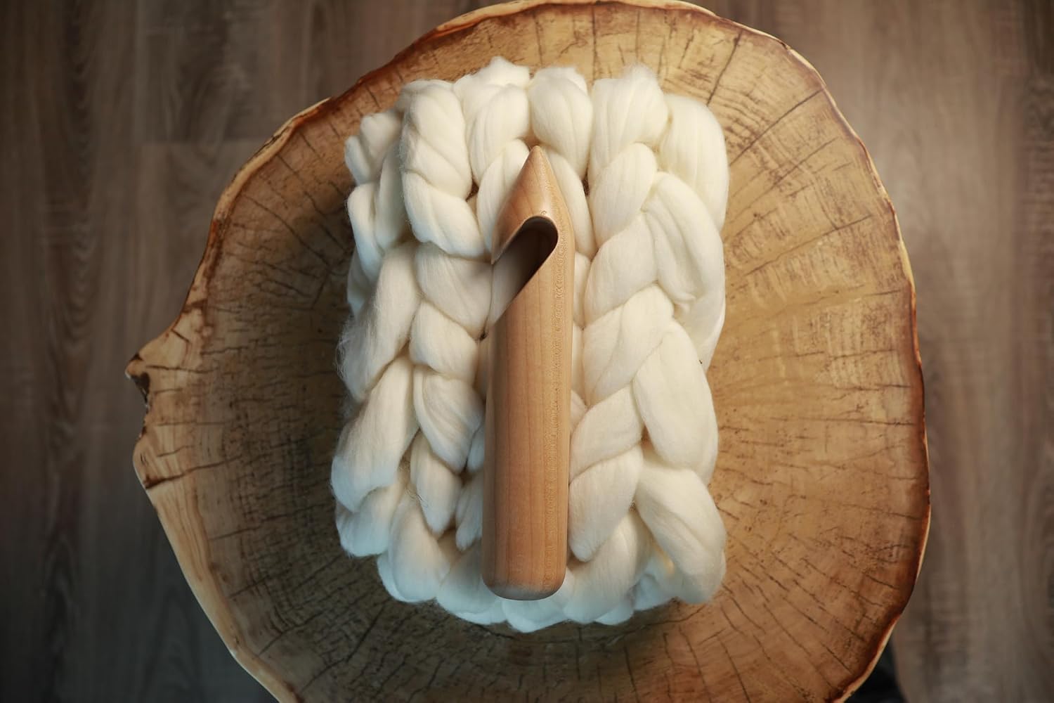 Extra Large 40mm Crochet Hook - Handcrafted from Natural Wood for Chunky Yarn Creations.