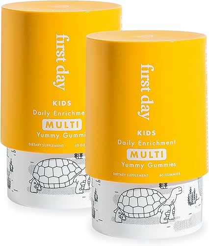 FIRST DAY Gomitas multivitamínicas diarias para niños  Vitamina A, D3, B6, B12, C, K2 y más para apoyar el crecimiento, la función cerebral, la