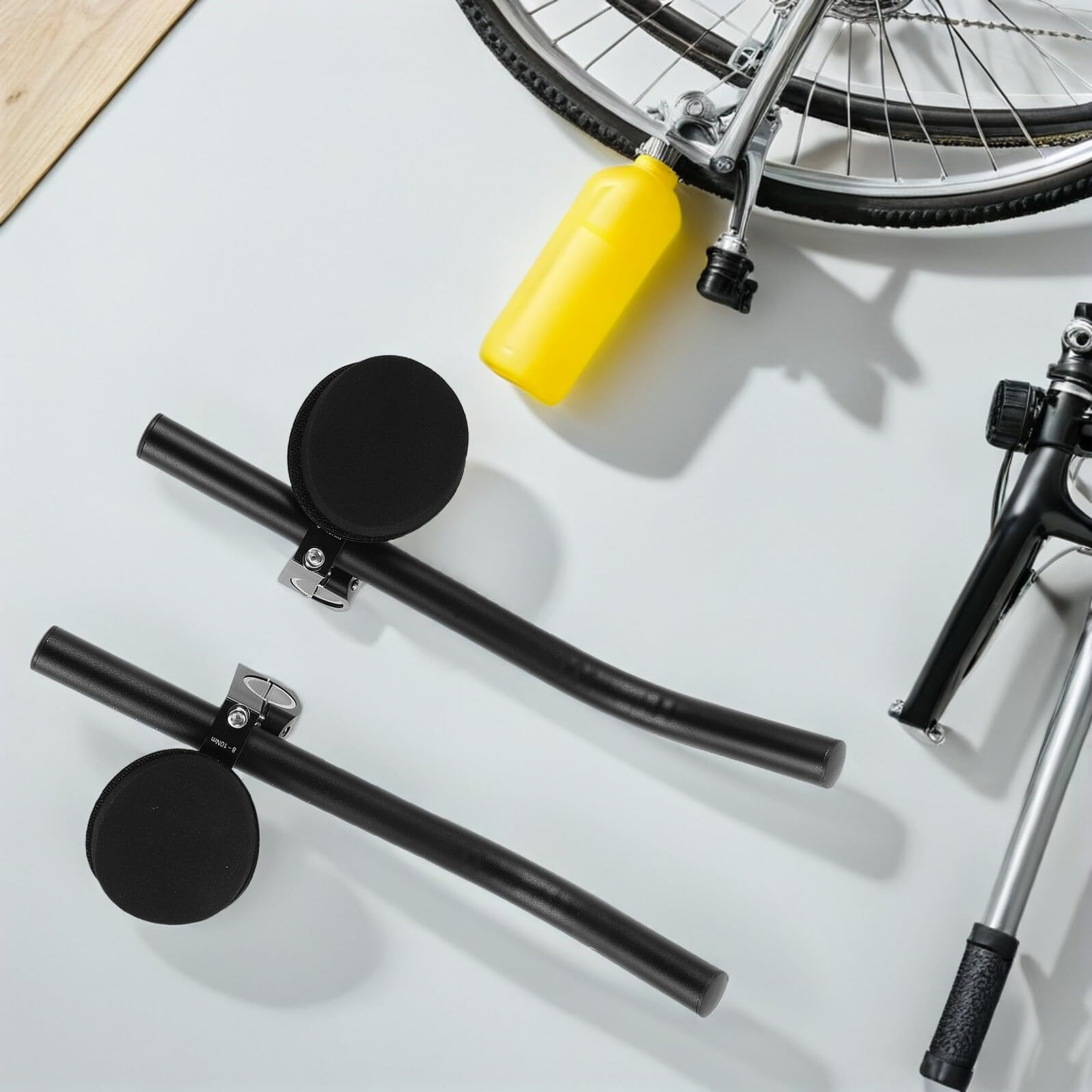Manubrio Aerodinamico in Lega Ultraleggera per Bici da Strada e Mountain Bike, Poggiamanubrio Ergonomico Antiscivolo Barra di Estensione Compatibile 25,4/26/31,8 Mm, Accessorio