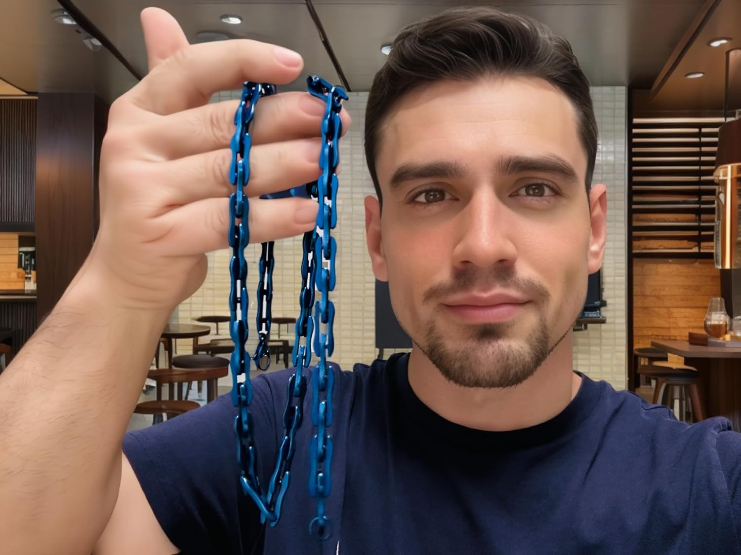 ROWIN&CO Chunky Paperclip Link Necklace 8MM Diamond Cut 925 Sterling Silver/Black/Blue/Rainbow Stainless Steel Chain Choker for Women Men Trendy Hip Hop Gifts16-30 Inches - Image 3