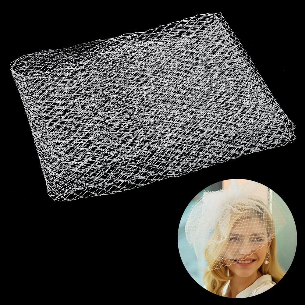 OLYCRAFT 1.1 Yard/1M White Veil Neting Fabrics 420~450mm Wide Bridal Wedding Veil Net Birdcage Veil Netting Fascinator Millinery Netting Fabric Mesh Fabric for Bride's Headdress Veil Making