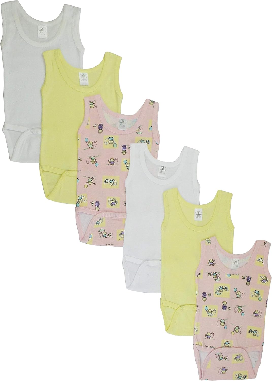 Bambini Girls Tank Top One Piece 6 Pack - Soft & Comfortable Cotton Medium