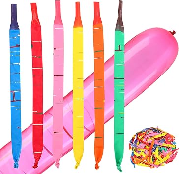 Sratte 500 Pcs Rocket Balloons 40 Inch Screaming Balloons Assorted Colors Flying Magic Long Rocket Balloon for Boys Girls Playing Birthday Festival Party Decorations Supplies, 6 Colors