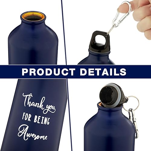 Miniatura 3 de Pinkunn 16 botellas de agua de aluminio con texto en inglés "Thank You" para compañeros de trabajo, inspiradoras, ligeras, deportivas, con tapa