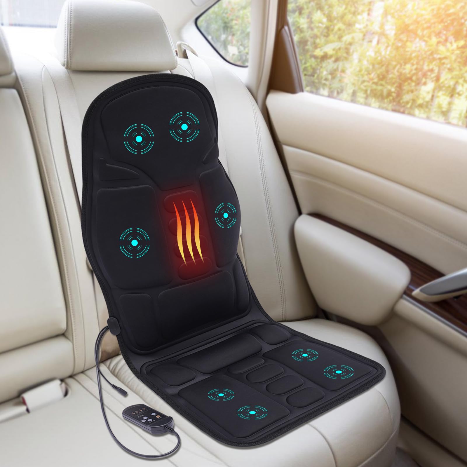 Sedile massaggiante cuscino massaggiante Shiatsu dispositivo massaggio schiena copertura sedile massaggio pieghevole funzione di riscaldamento, tempo regolabile, per divano, sedia a sdraio o sedia da