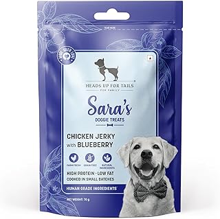 Sara’s Doggie Treats – Dehydrated Chicken Jerky with Blueberry – 70g | 100% Natural, High-Protein Dog Treat | Rich in Anti...