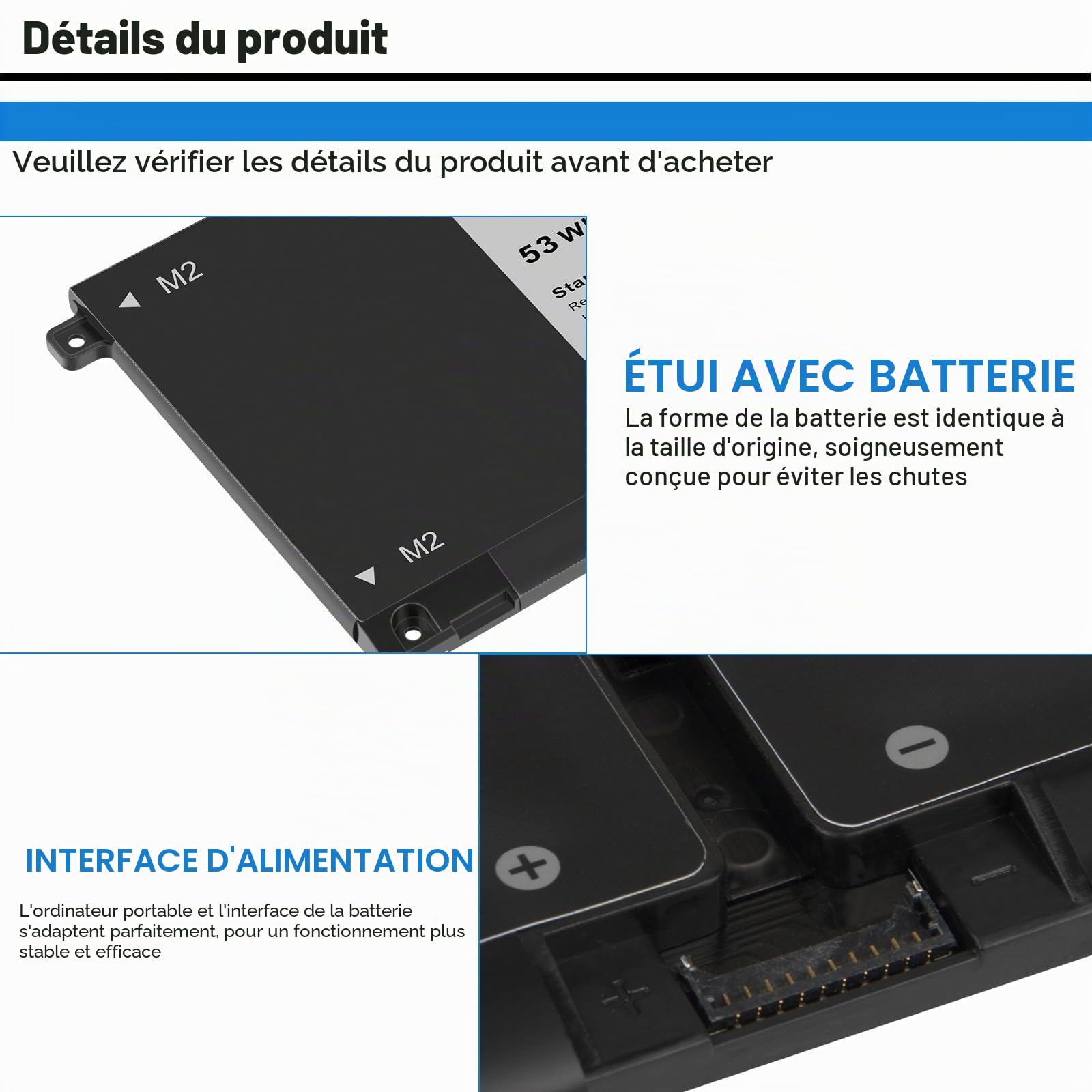 ASUNCELL 15V/53Wh H5CKD Batterie d'ordinateur Portable pour Dell Latitude 3410 3510, Vostro 5300 5301 5401 5402 5501 5502, Inspiron 5300 5301 5401 5402 5408, Inspiron 5400 5406 7405 7300 7306 Silver