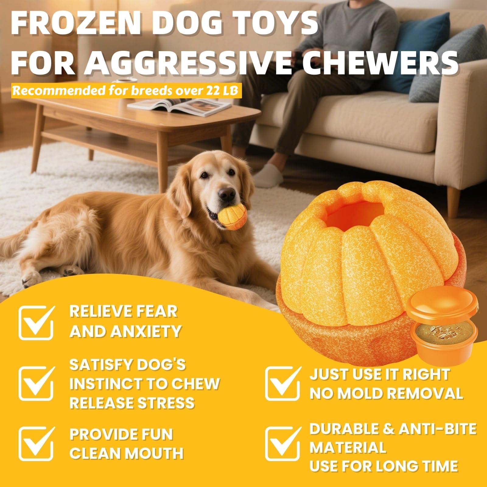 Juguete de Frozen para perros masticadores interactivos, juguetes rellenables para congelar | Juguetes masticables con molde congelado para perros medianos y grandes | Fácil de limpiar