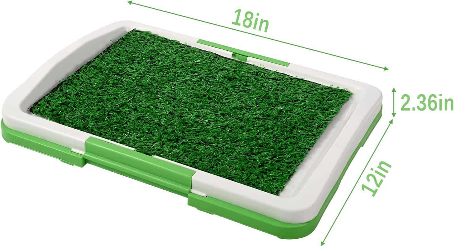 dofopo Grass Puppy Pad, Portable Potty Training Tray with Artifical Turf, 3 Layer Dog Pee Patch Small Pet Toilet for Apartment, Patio, Indoor(18”x12”) : Pet Supplies