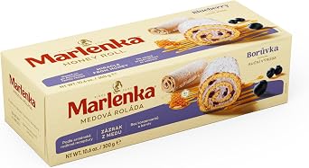 MARLENKA  Honey Roll with Blueberries   Traditional Honey Cake, Sponge Roll, Pastry 300 g
