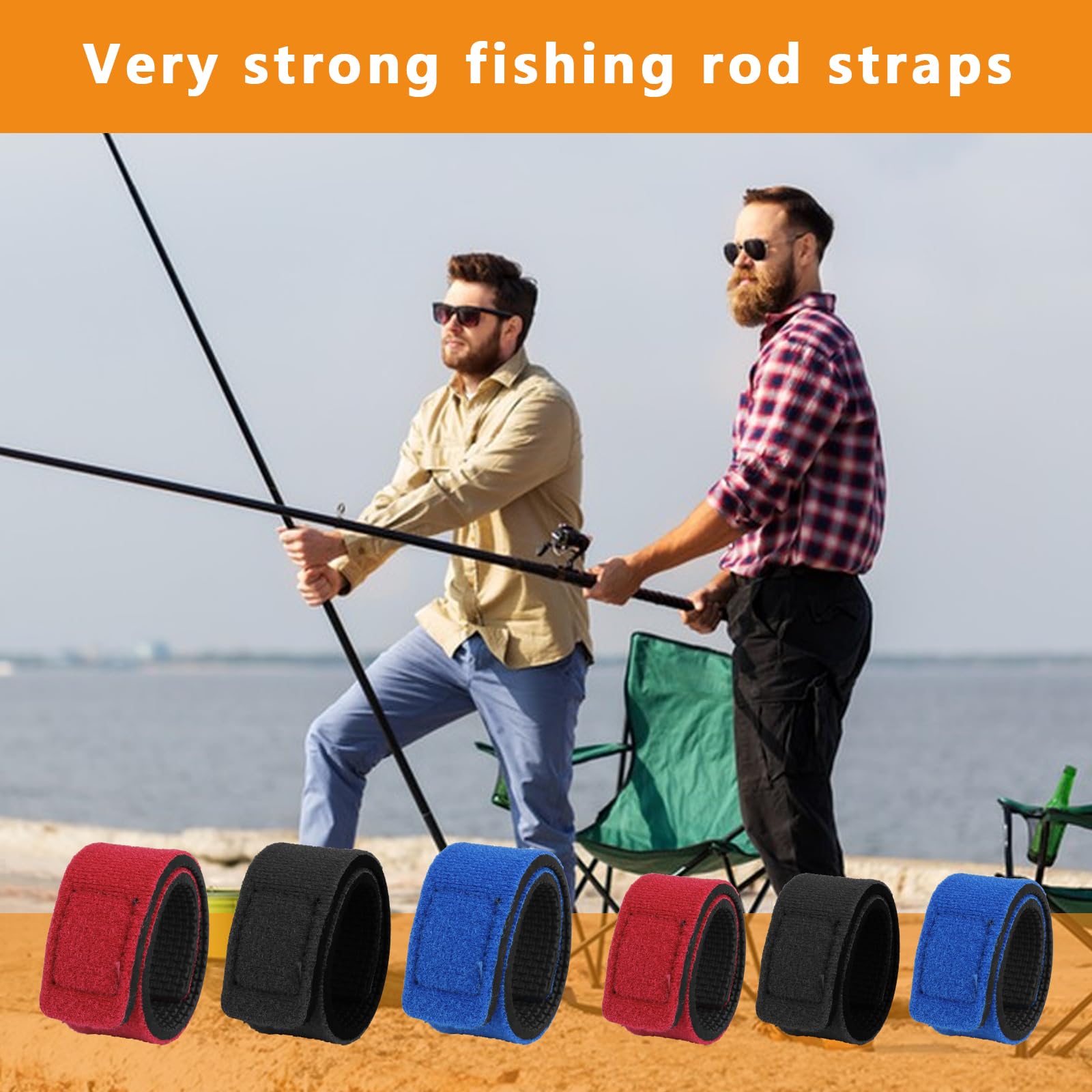 Correas Elásticas para Cañas de Pesca – Cinturón Ajustable con Velcro para Spinning, Surfcasting, Pesca en Mar y Río