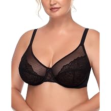 HSIA Minimizer Bra for Women Enchante Full Coverage Underwire Bra Plus Size Lifting Floral Lace Bra for Heavy Chests, Black, 46C
