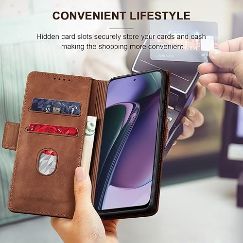 Miniatura 6 de Jasonyu Funda tipo cartera con tapa para Moto G Stylus 5G (2023), funda magnética de cuero con tarjetero y función atril, funda protectora duradera