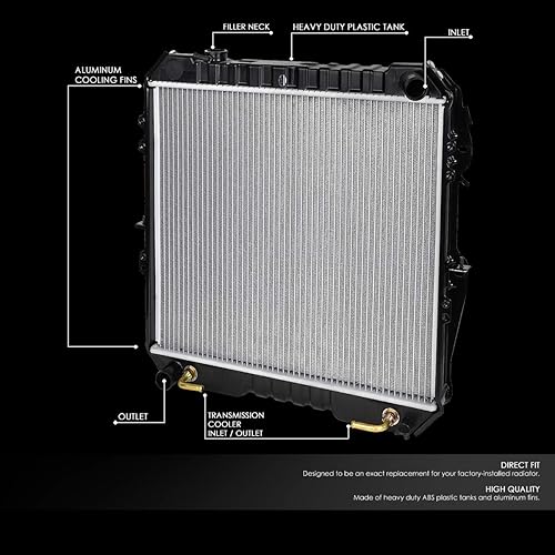 Miniatura 2 de DNA Motoring OEM-RA-13066 Radiador de núcleo de aluminio de 1 fila compatible con Highlander Hybrid 08-10, 30-18 pulgadas de ancho x 18-1116