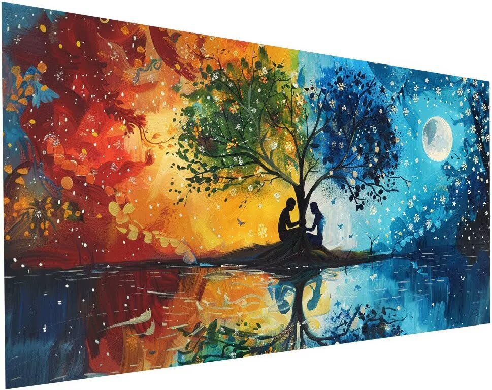 Peinture Diamant Lune : Créez une Décoration Murale Zen pour votre Salon avec ce Kit Broderie