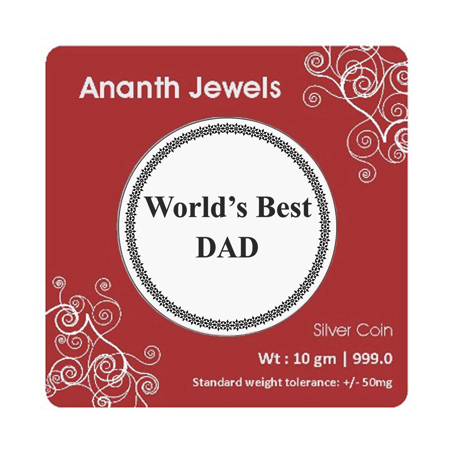 Ananth JewelsBIS Hallmarked Pure Silver Coins 10 grams Worlds Best Dad