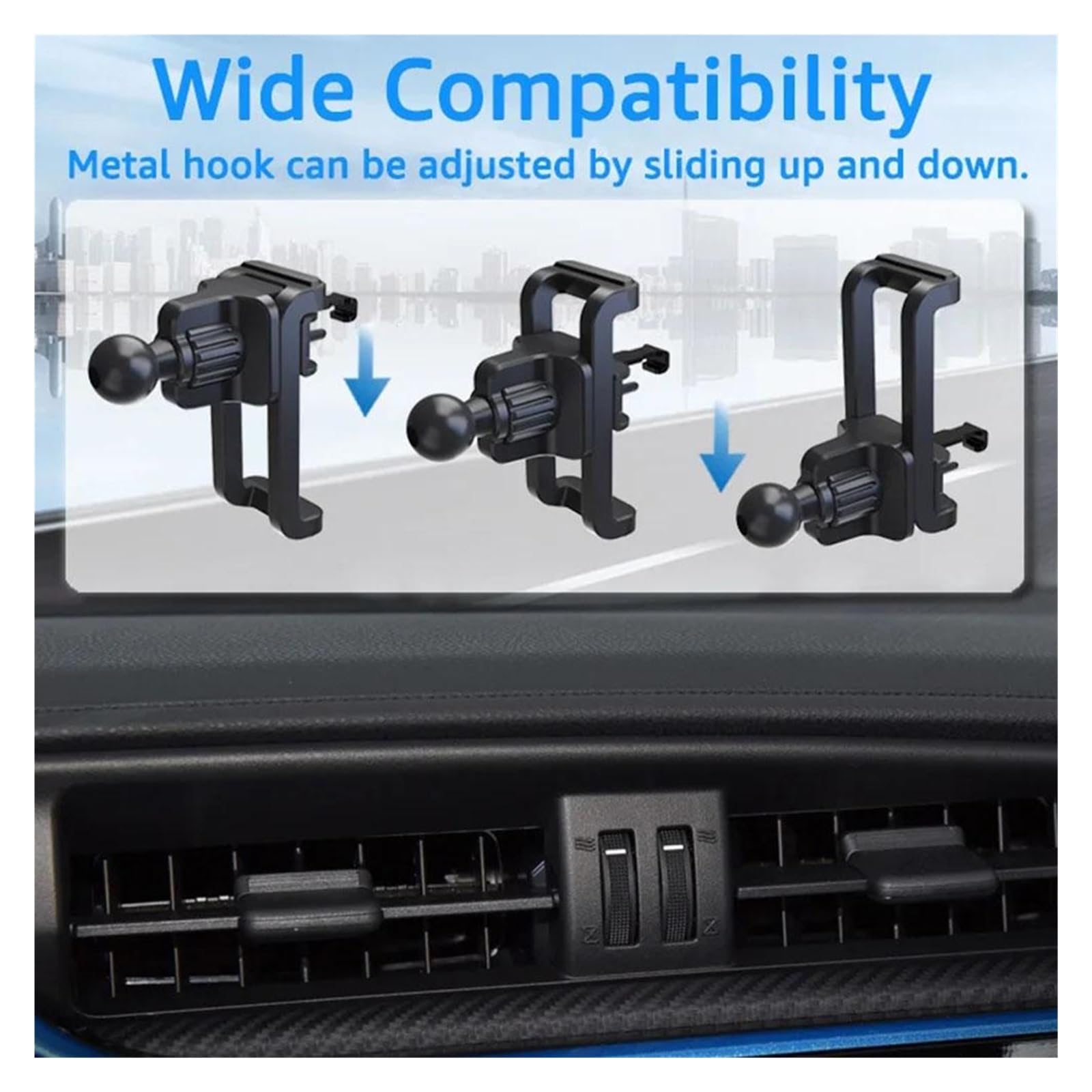 Supporto universale per bocchette dell'aria per auto, con clip, supporto per cellulare, base a sfera da 17 mm, per gancio di uscita dell'aria per auto, accessori, staffe GPS