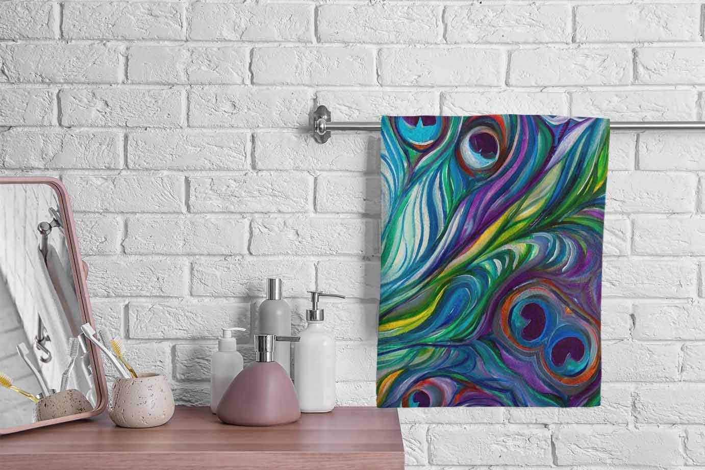 Serviettes De Bain à Motif De Plumes De Paon, Séchage Rapide, 80 X 130 Cm