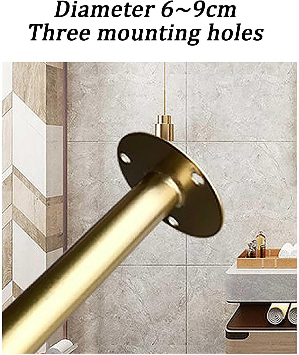 Black Metal Pole Ceiling Suspended LED Mirror Ceiling Mounted Suspended Corridor Bathroom Mirror Easy to Install for Living Room Entrance Hall(Gold,50 * 80cm/20 * 32in)
