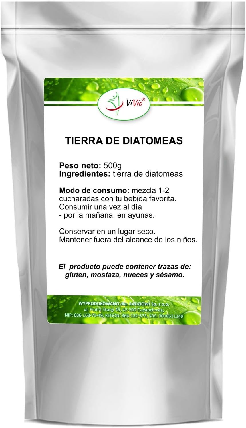 Diatomaceus Earth Vivio 500 gr. Food Grade. Health Product. Certified and High Detox Powers.