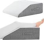 Wedge Pillow for Sleeping, 10 inch Bed Wedge Pillow for Acid Reflux Relief, Sleep Apnea, Snoring, Back Pain Relief, Memory Foam Wedge Pillow for Anti Snoring (Grey & White, 10 inch)