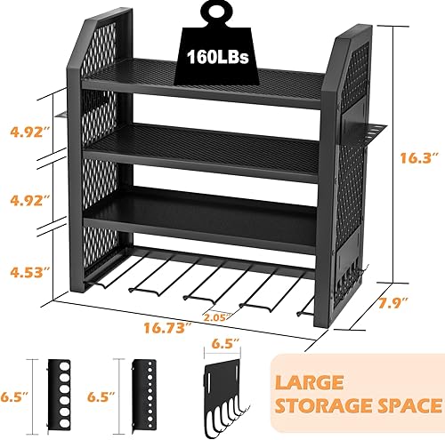Miniatura 7 de Nidouillet Organizador de herramientas eléctricas, soporte de pared para taladro de 4 capas, estante de almacenamiento de herramientas eléctricas