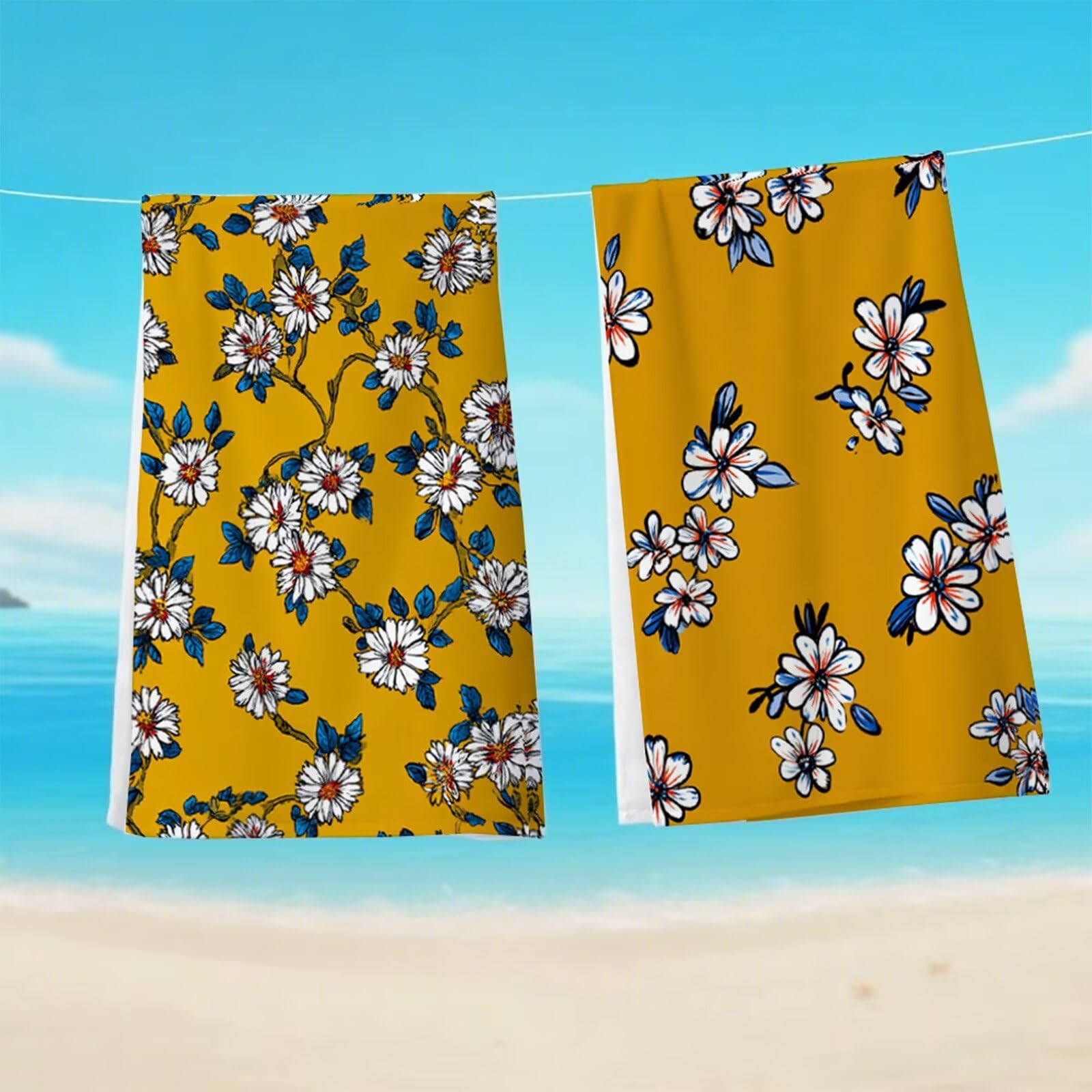 Duży ręcznik plażowy 75 x 150 cm, ręcznik plażowy z mikrofibry, 2 zestawy ręczników gimnastycznych z gumkami, kompaktowa mata plażowa, lekki, odporny na piasek, szybkoschnący, na plażę, do podróży (G1