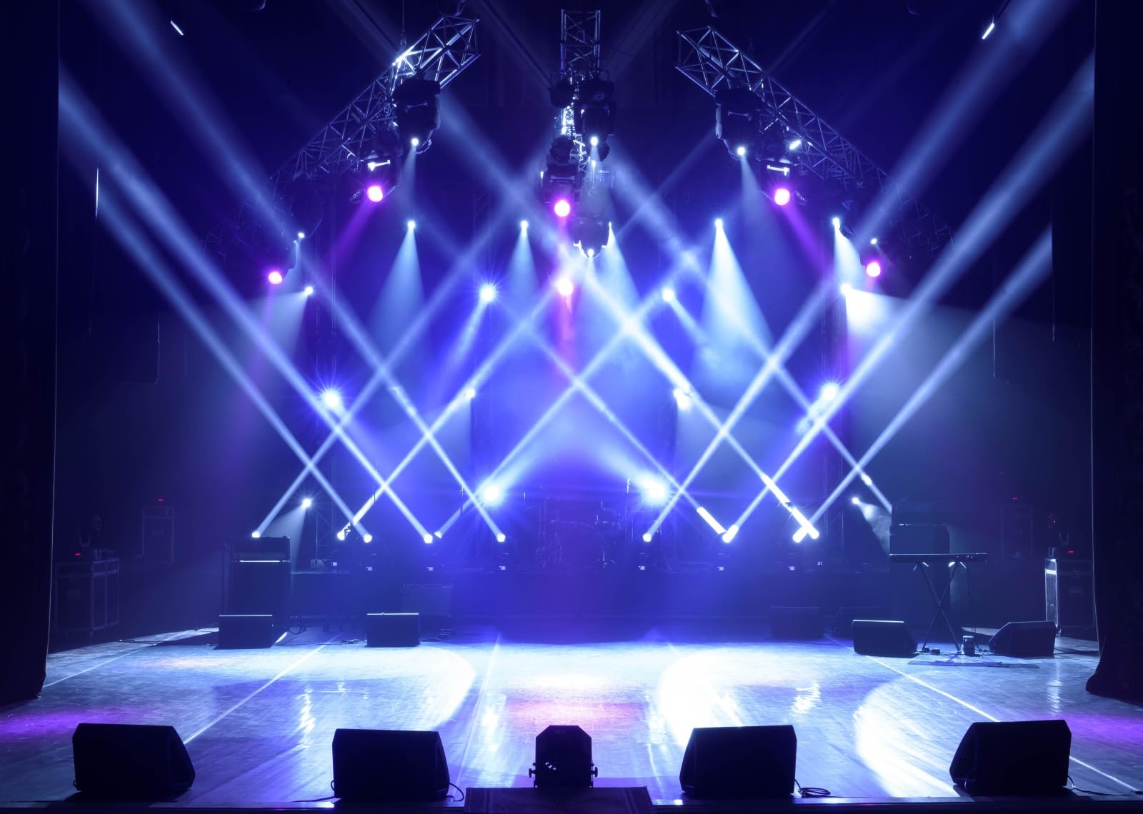BELECO 4.6x2.5m Sfondo in tessuto Palco musicale | Palco concerto fari blu viola spettacolo gruppo rock sfondo festa musica dj shooting studio foto