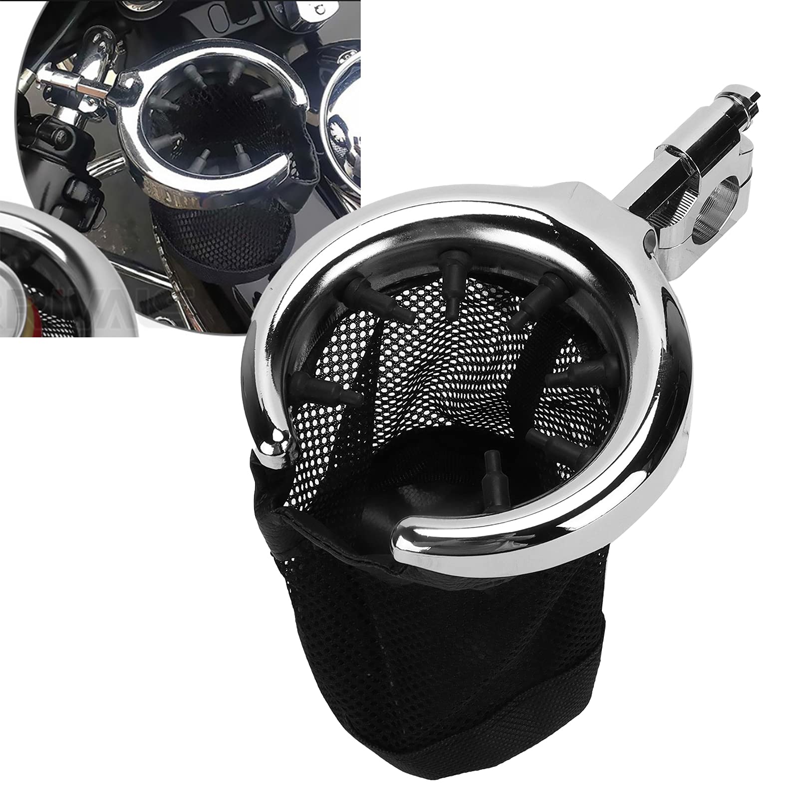 BEBIKR Alu-Getränkehalter Für Motorrad & Roller – Universell, Mehrfarbig, Für Lenker-Durchmesser 18–32 Mm, Maße Ca. 7,7 X 13,5 Cm