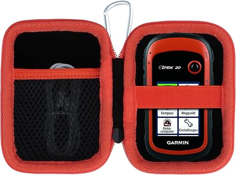 Lebakort Hard Case Compatible with Garmin eTrex 10/20 / 20x / 30x / 22x / 32x / SE Worldwide Rugged Handheld GPS Navigator (Black + Orange Case)