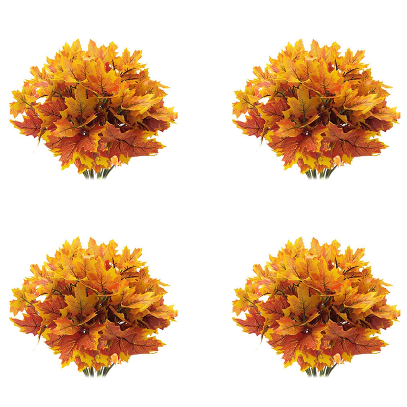 Hndhbfgrt Artificial Maple Leaves Branches Autumn Leaves 20 Bundles Fall Decorations Outdoor UV Greenery Shrubs Plants