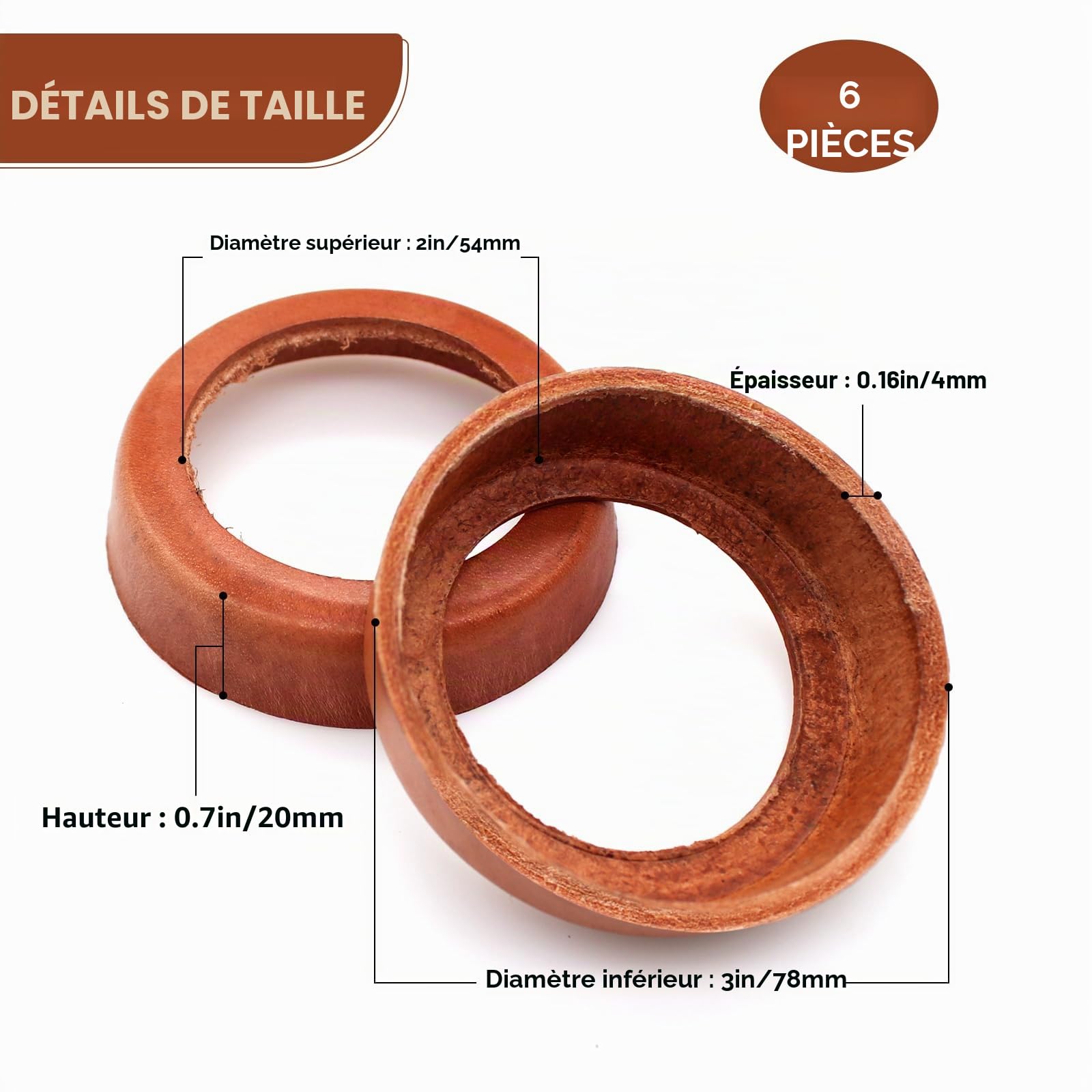 Lot De 6 Cuirs De Pompe En Caoutchouc - 75 Mm, étanchéité Renforcée Pour Pompes à Eau
