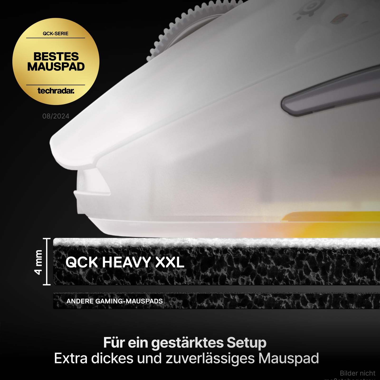 SteelSeries QcK Heavy Gaming Mousepad - Thicker, Non-Slip Silicone Rubber Base, Peak Tracking, Optimized for Gaming FPS, MOBAs, RTS, MMO - XXL Size 900 mm x 400 mm x 4 mm - White