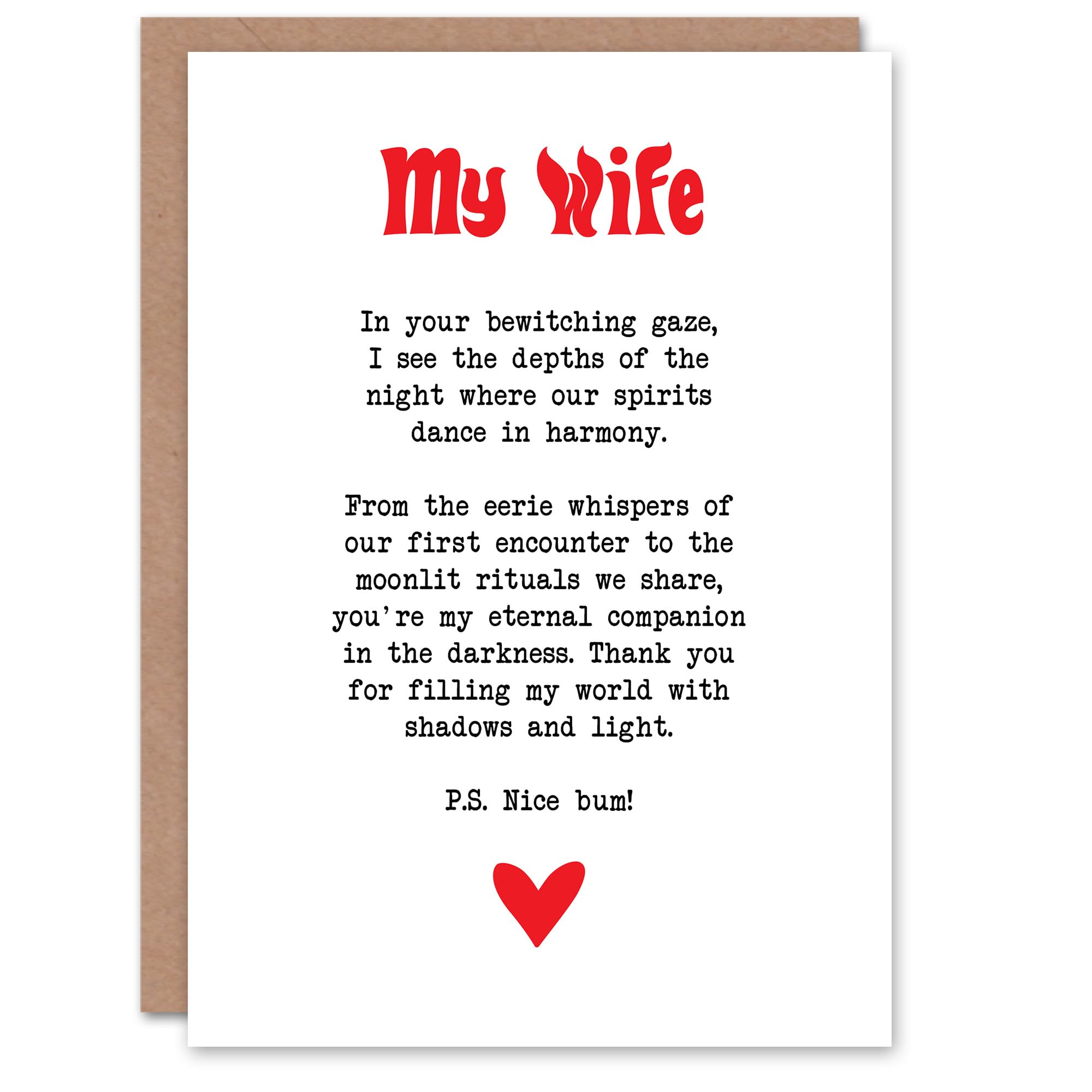 Artery8 Greeting Card Love Poem Goth Wife Romantic Poetry Fun For Her Woman Anniversary Card