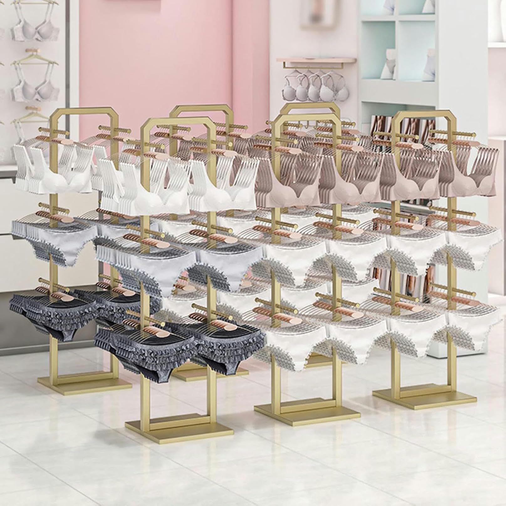 LRZPTDYU Freestanding Underwear Display Stands, Commercial Shelves for Socks Bra Panties Scarves Storage - Metal Lingerie Rack for Clothing Store,Boutiques,Shopping Mall