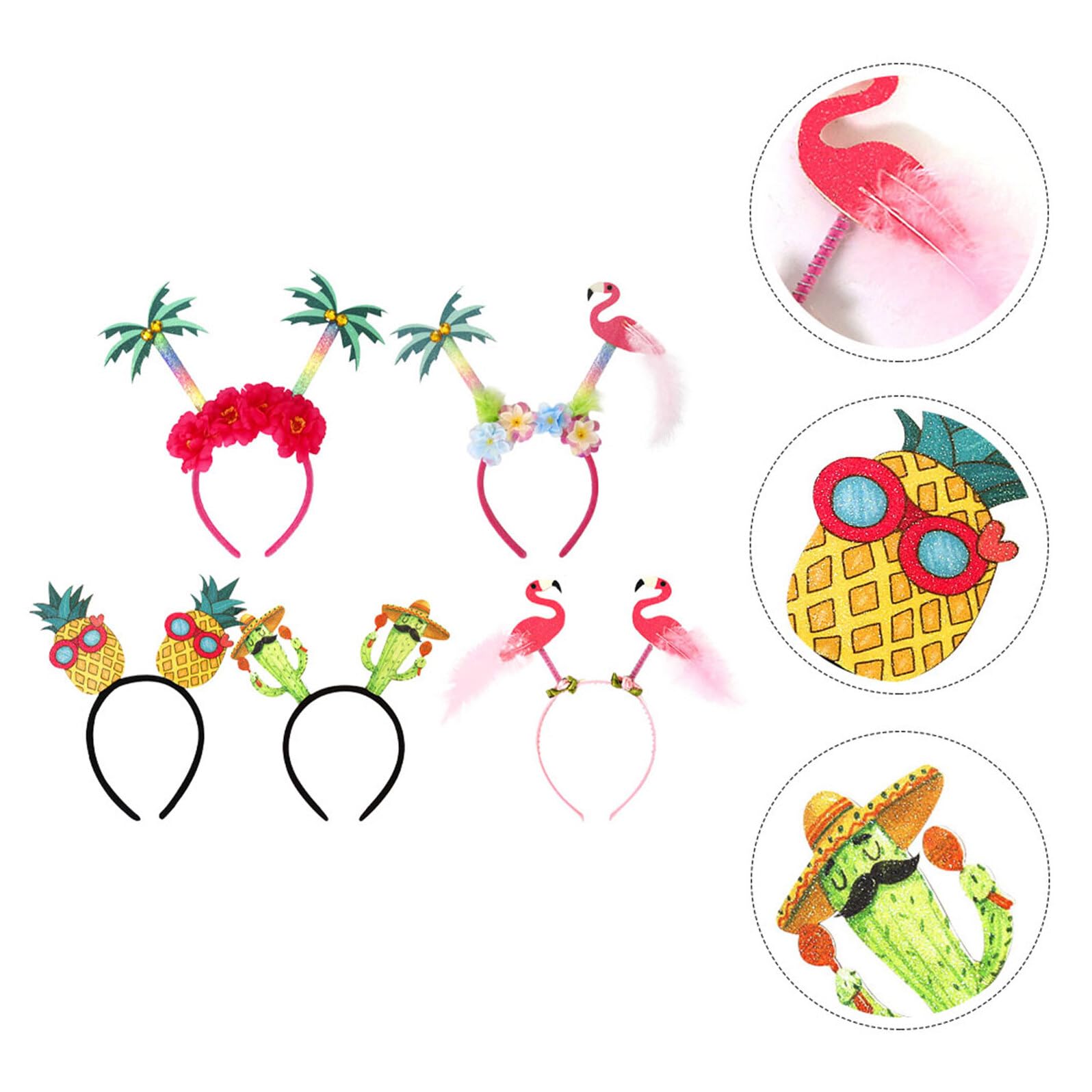 Diadema de Piña para Fiesta Luau, Plástico, 5 Piezas