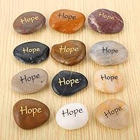 Vista 4 de RockImpact 12 piedras de esperanza grabadas inspiradoras positivas, piedras de palma para recuperación de chakras, reiki, gratitud, regalo