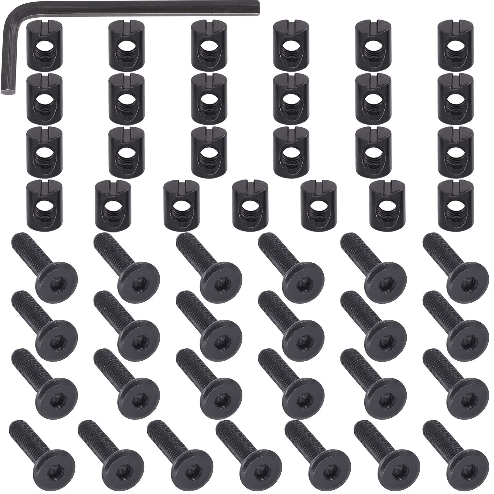 Mardatt M6 x 25mm 50PCS Black Zinc Plated Hex Socket Cap Bolts Crib Bolts and Barrel Nuts Cross Dowel Replacement for Crib Cots Beds Chair Table Desk Furniture w 1 Allen Wrench