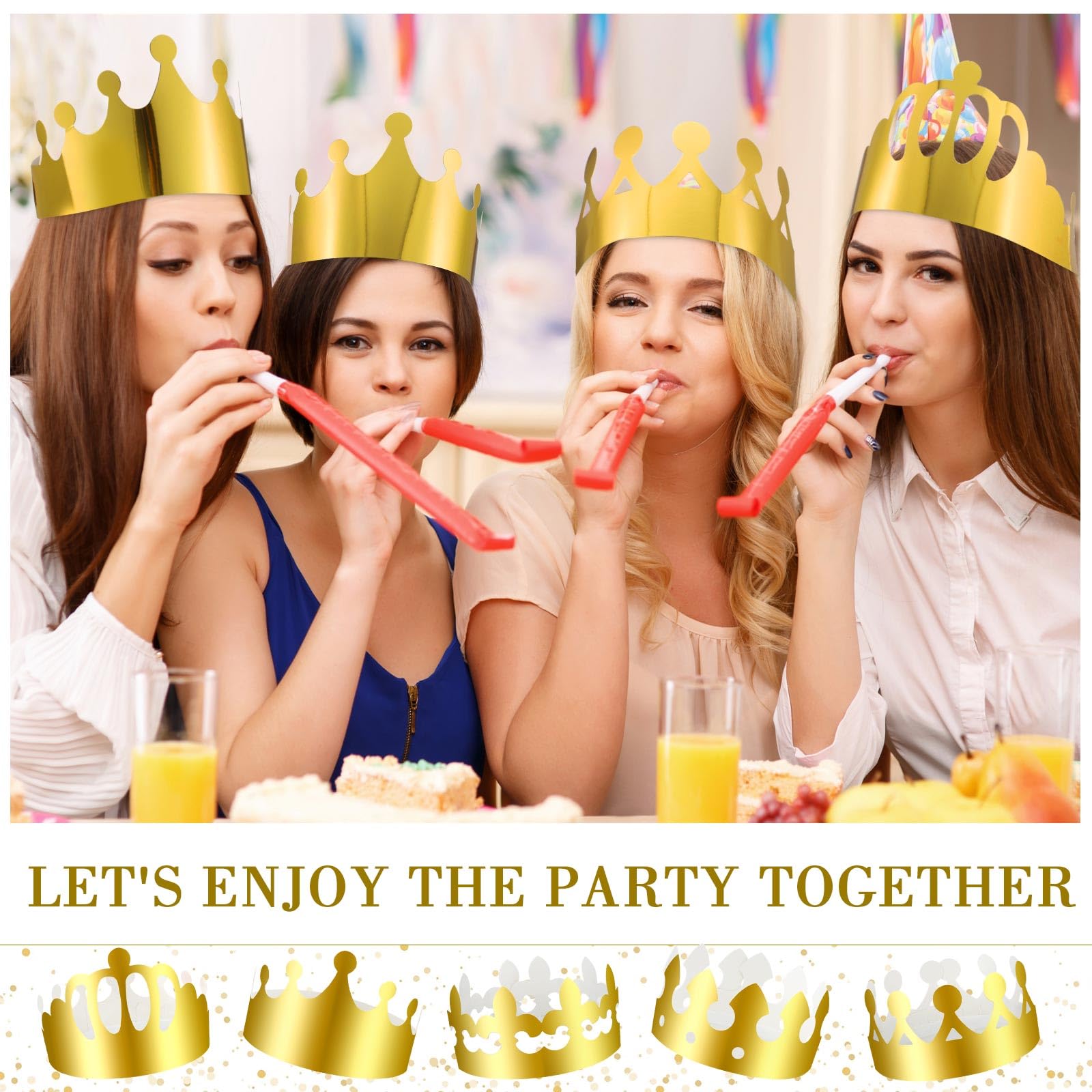 Crtiin 100 Pcs Gold Paper Crowns Birthday Party Crowns Bulk for Adults Women Men Hats Party Supplies Favors(Stylish Style)