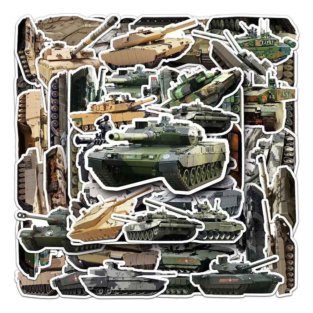 Tank Stickers |50Pcs Tank Waterproof Vinyl Decals for Water Bottles Bicycle Laptop Refrigerator Luggage Computer Mobile Phone Skateboard Bike Décor