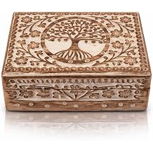 Handmade Wooden Jewelry & Keepsake Box, Decorative Storage Box, 8 x 5 Inch